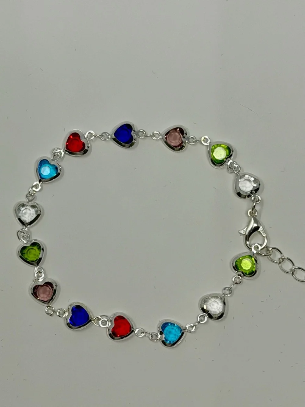 Multi-Color Heart Crystal Bracelet - Stainless Steel - Picture 1 of 3